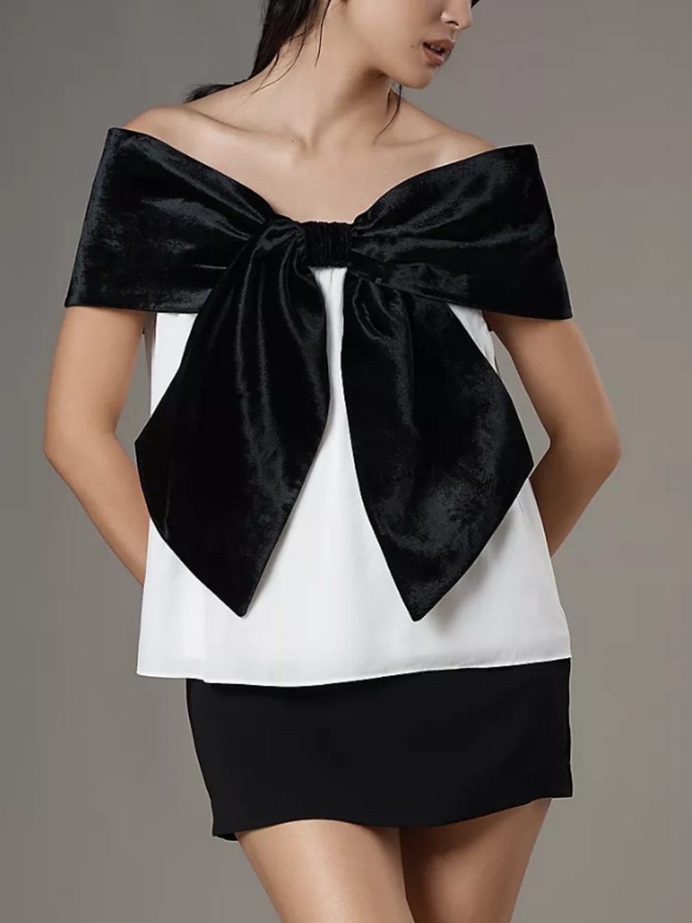 NWT Mare Mare Anthropologie Colourblock Off the Shoulder Bow Top